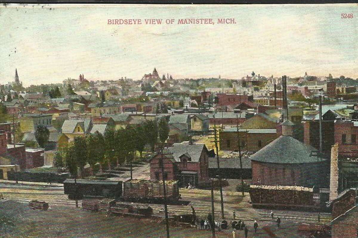This was the early 1900 view of Manistee as seen from the top of the Manistee Iron Works Building.