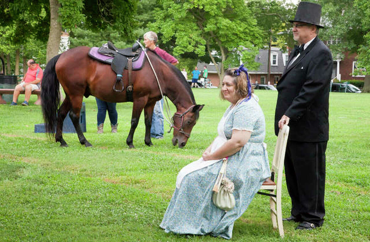 Re-enactors and horseback rides were a part of the nostalgia and festivities at the 17th Annual Lucy Haskell Birthday Party Monday in Alton