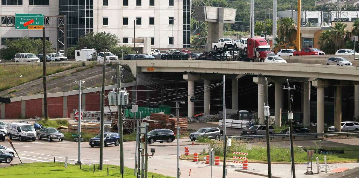 Traffic eases along Loop 610 and Westpark Drive, below, on July 10, 2019 near Uptown in Houston.