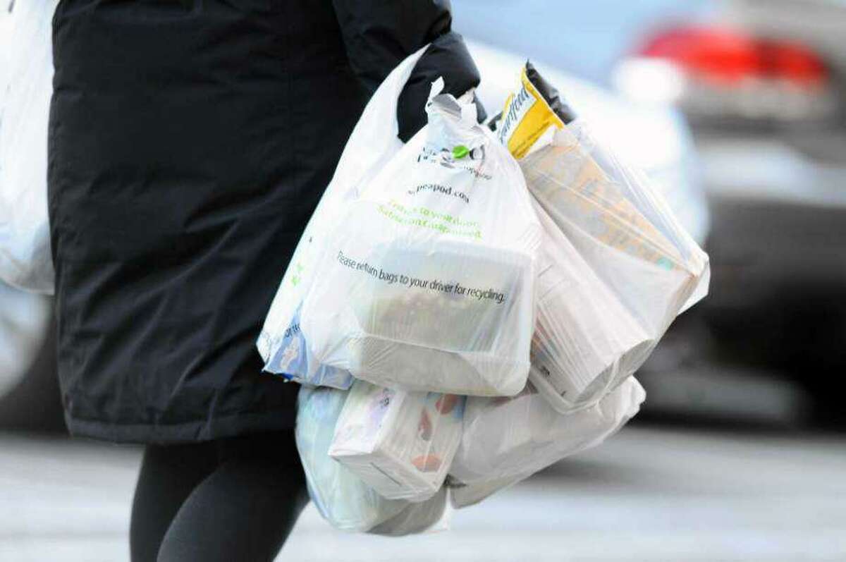 A state plastic bag law with a 10-cent tax on plastic bags under four mils, and an intention to phase out plastic bags for carryout as of 2021, goes into effect on Thursday, Aug. 1, 2019. An ordinance banning plastic carryout bags starts in the Town of New Canaan on Aug. 27, 2019. Contributed photo