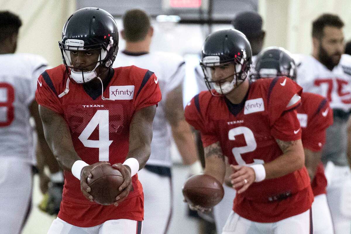 Backup A.J. McCarron (2) is out for now with a thumb injury, but it won't affect how the Texans use the exhibition slate to get starter Deshaun Watson ready for the regular season.
