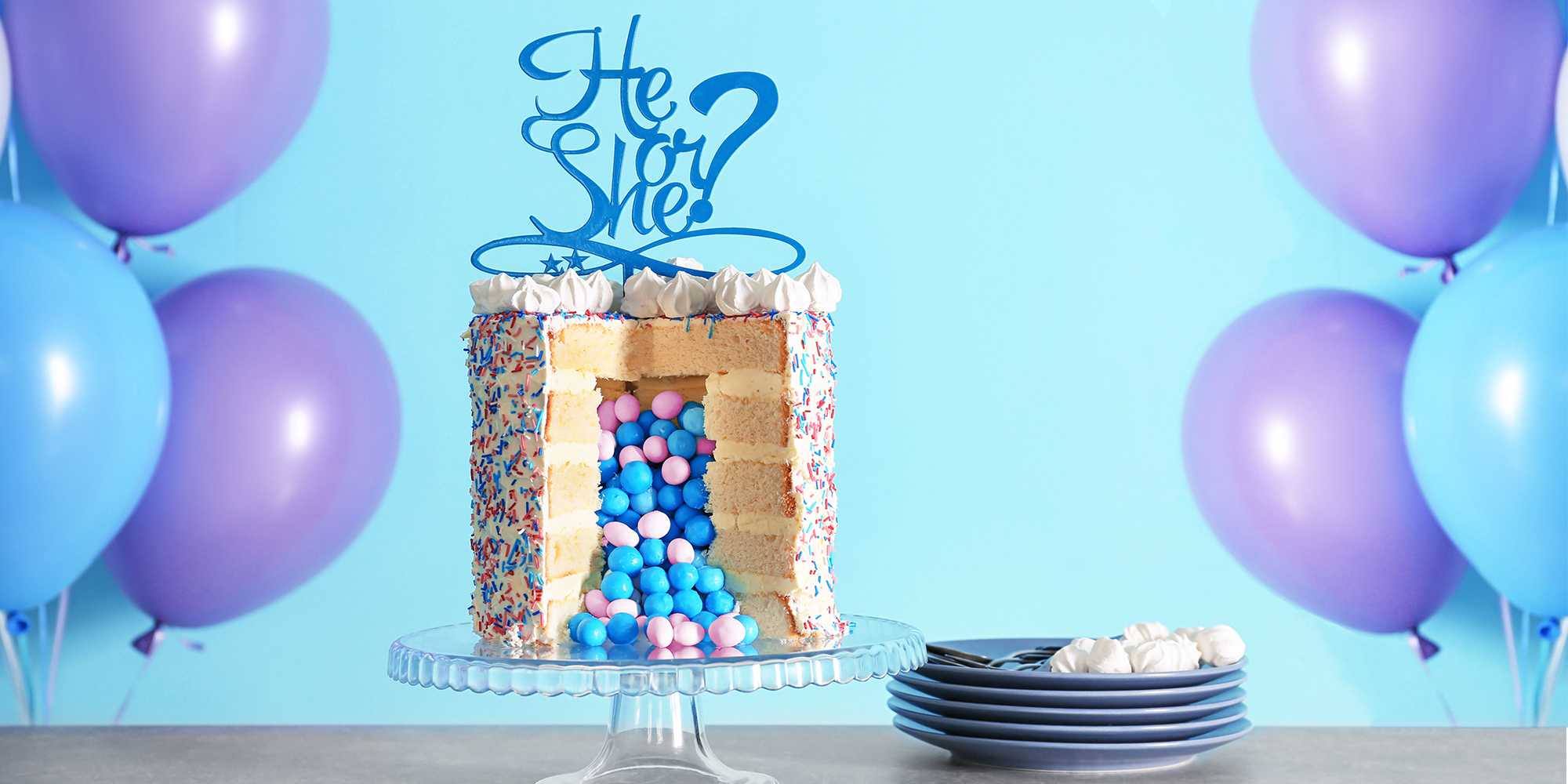 Gender Reveal M&M Cake - Obsessive Cooking Disorder