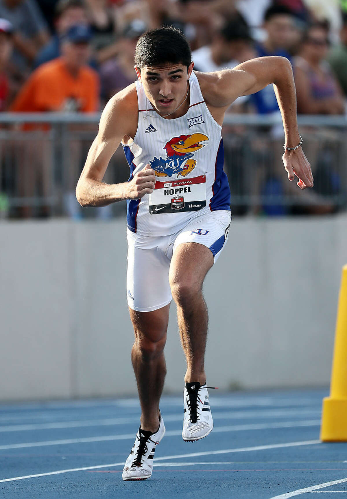 Bryce Hoppel competes in the Men's 800 Meter semifinal during the 2019 USATF Outdoor Championships at Drake Stadium on July 25, 2019 in Des Moines, Iowa. (Photo by Jamie Squire/Getty Images)