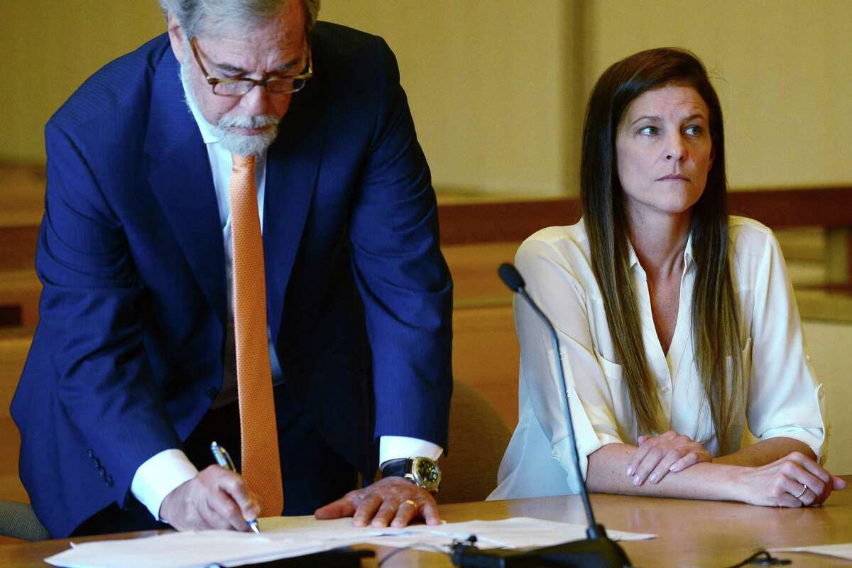 Michelle Troconis attends her hearing on Friday, June 28, 2019, with her attorney Andrew Bowman.