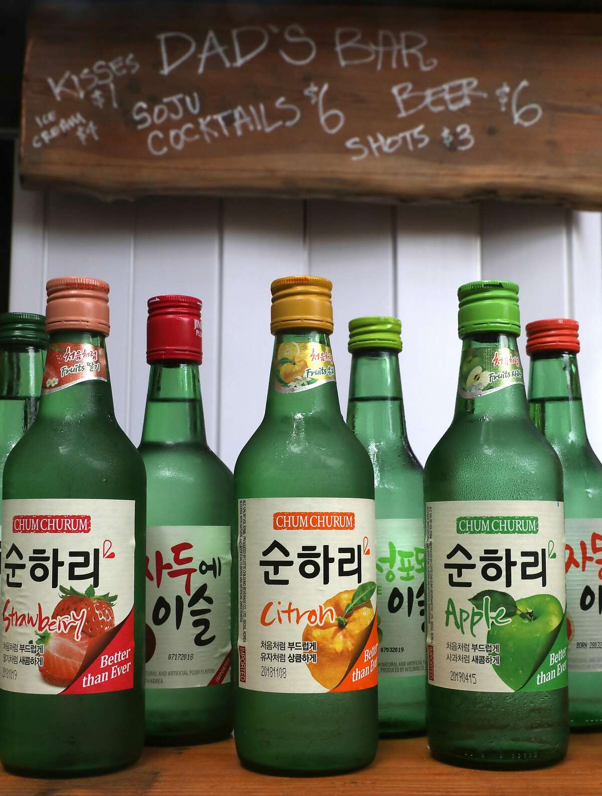 Fruit flavored soju, a very popular spirit in Korea, seen at Um.ma, Chris Oh's restaurant in the Sunset on Friday, July 26, 2019 in San Francisco, Calif.