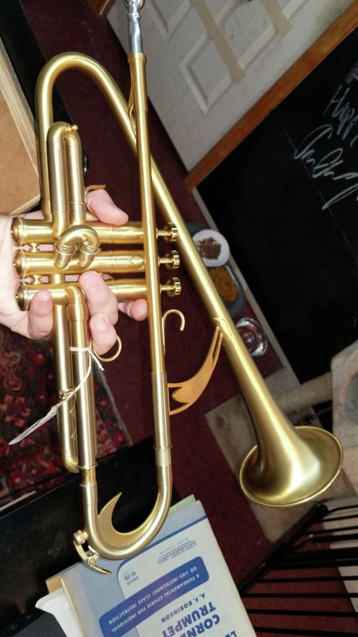Dave Levy, a New York-based musician, had his trumpet stolen while visiting San Francisco jazz club the Black Cat last week. Pictured: Levy's custom trumpet.