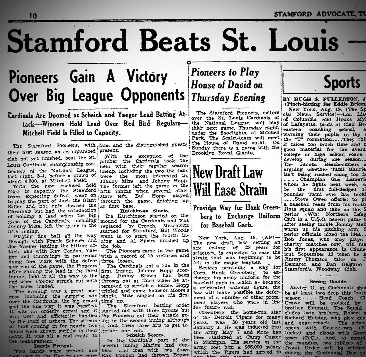 The day the Cardinals played in Stamford