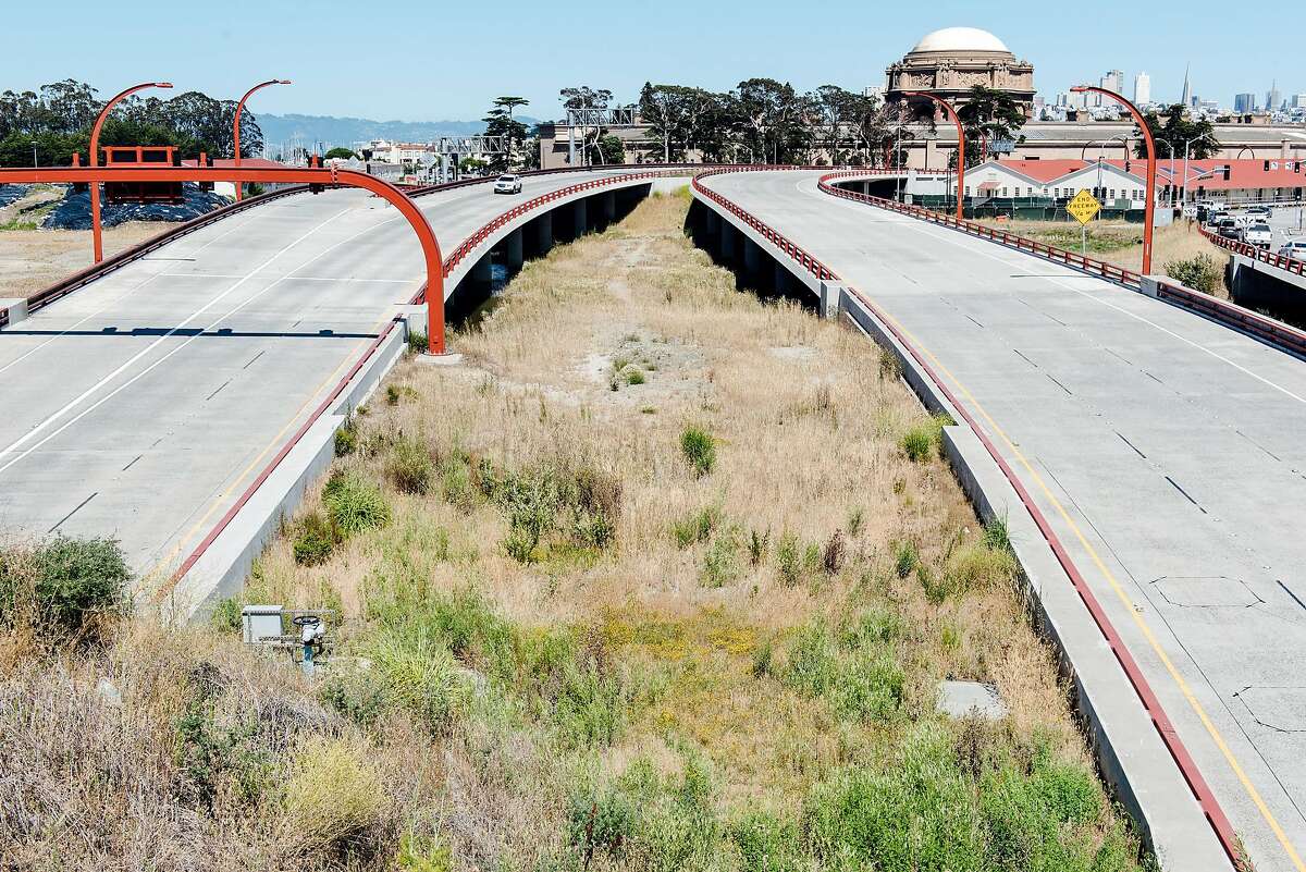The Quartermaster Reach, a 6-acre area of the Tennessee Hollow Watershed that will be used to expand Crissy Marsh, is seen underneath the 101 Freeway's Doyle Drive in San Francisco, Calif., on July 11th, 2019.