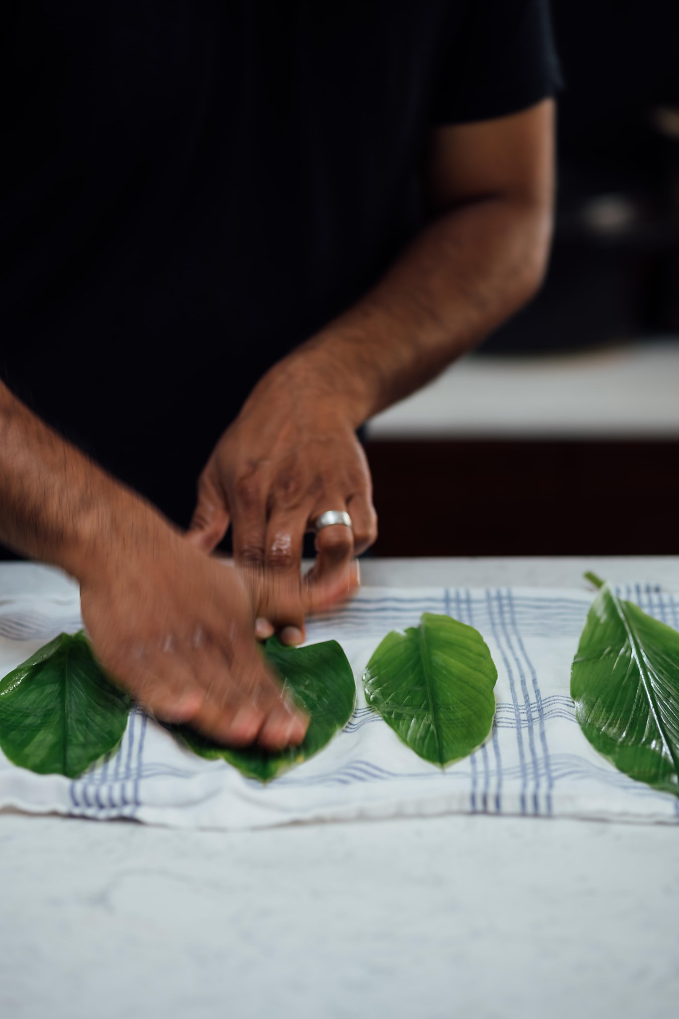 A Brown Kitchen Turmeric leaves embellish a special harvest dessert