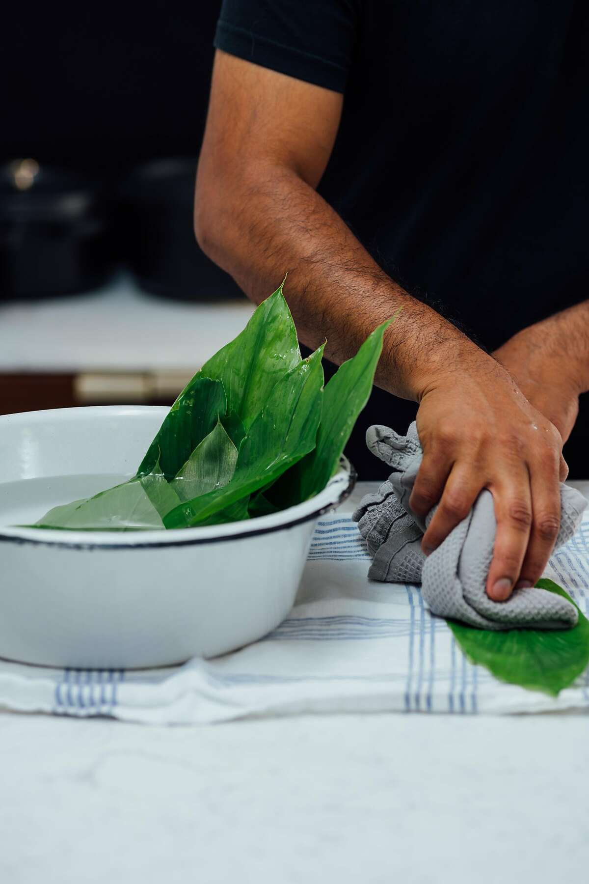 A Brown Kitchen Turmeric leaves embellish a special harvest dessert