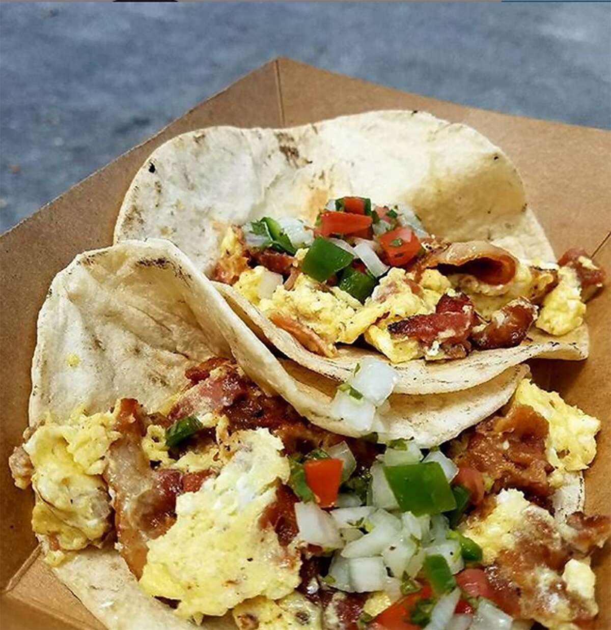 An order of breakfast tacos from The Hot Box, a new food truck that's usually parked in front of Edwards Ridge Distillery on the North Side.