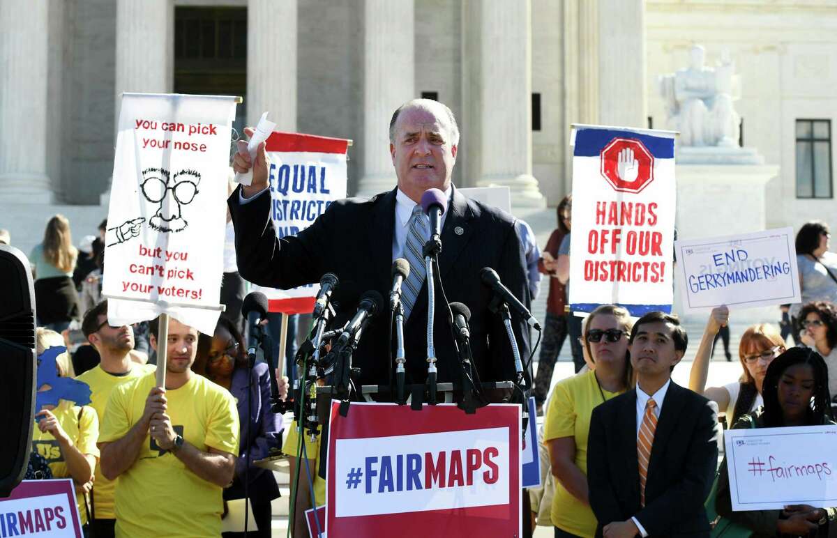 U.S Rep. Michigan Dan Kildee speaks outside United States Supreme Court during an oral arguments in Gill v. Whitford to call for an end to partisan gerrymandering on Oct. 3, 2017 in Washington, DC. The Republicans will have the upper hand in 2021 redistricting, but there will be hurdles.