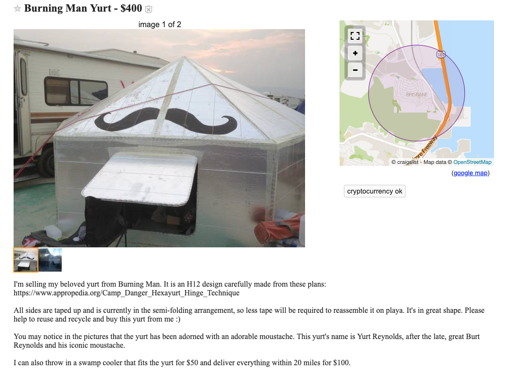 The most ridiculous Burning Man things for sale on Craigslist