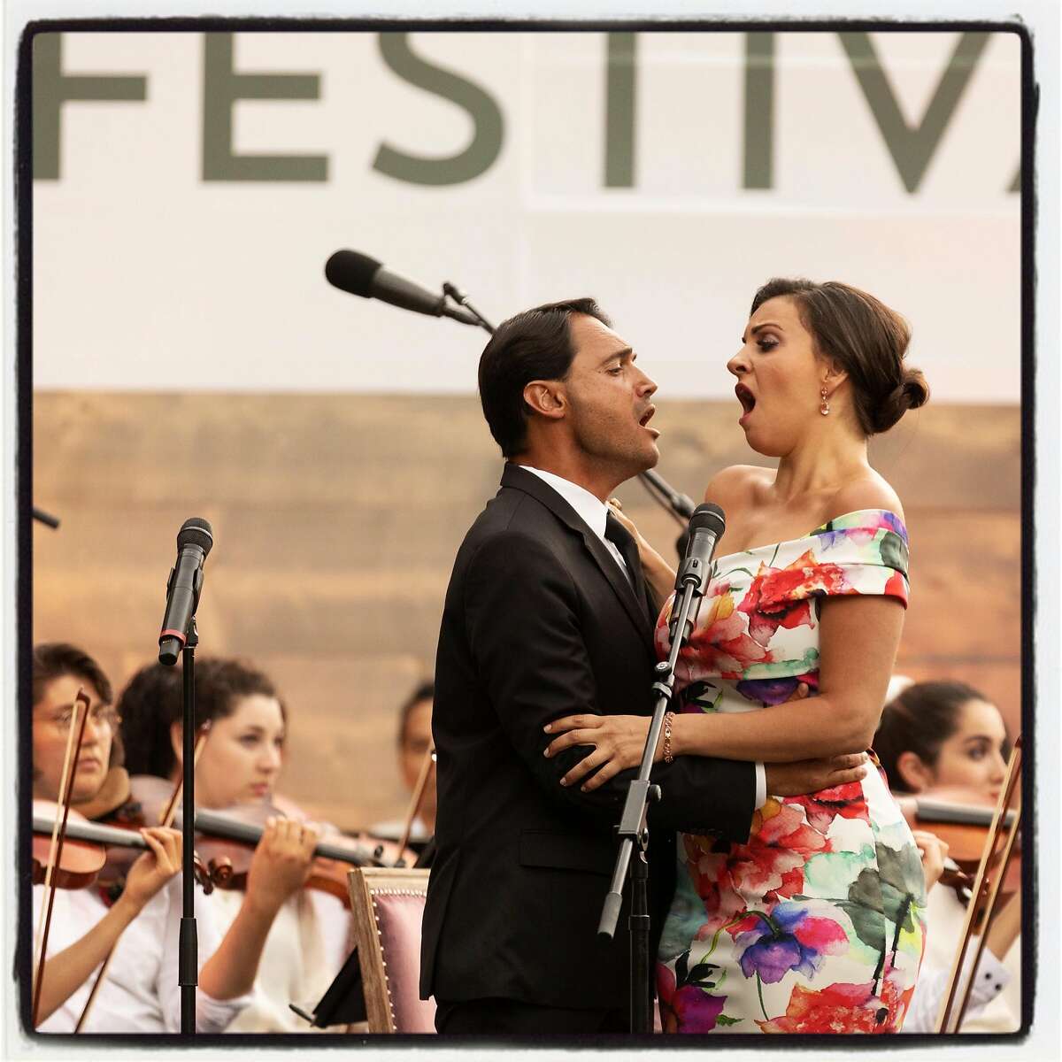 Tenor Francesco Demuro and soprano Joyce El-Khoury perform at Meadowood Resort during Festival Napa Valley's opening-night, Opera Under the Stars. July 12, 2019