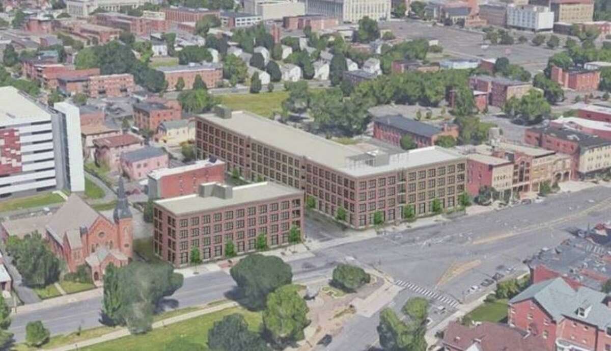 Developers have proposed a ground-up 108-unit apartment and retail development on vacant lots at the corner of Main and Park streets in downtown Hartford.