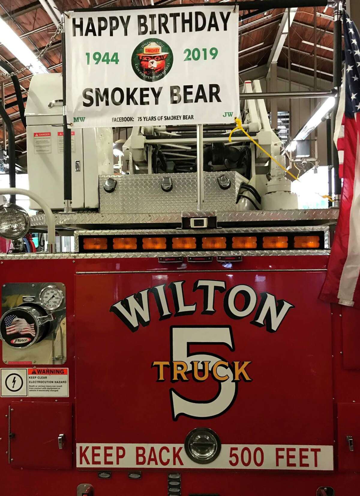 The Wilton, Conn., Fire Department celebrates Smokey Bear's 75th birthday, Aug. 9, 2019.