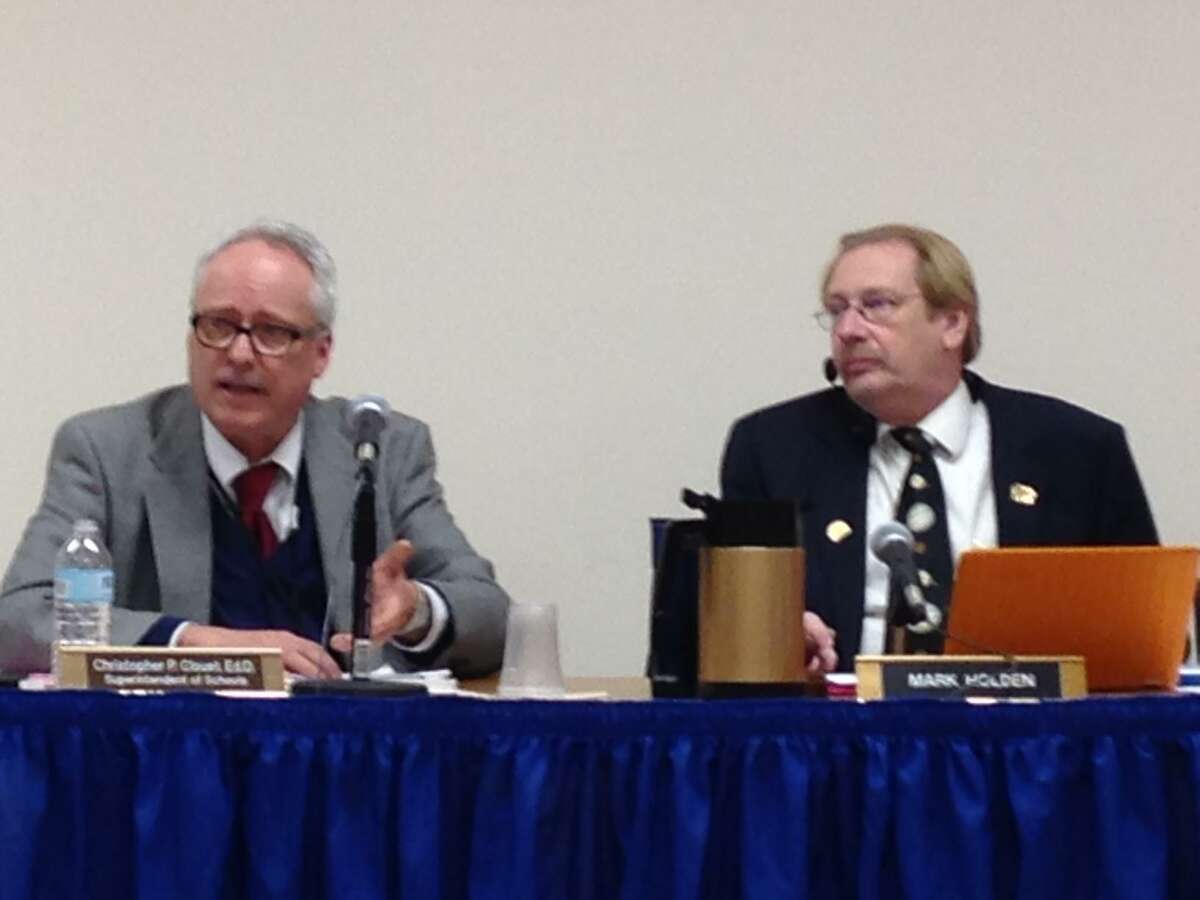 Shelton Schools Superintendent Chris Clouet and Board Chairman Mark Holden