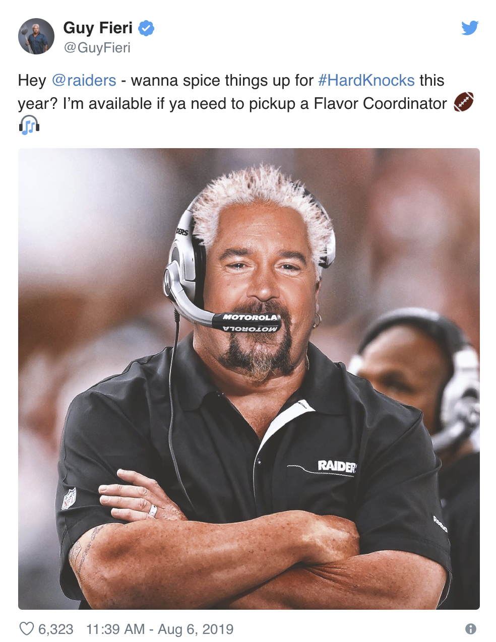 Witness The Uncanny Raiders Guy Fieri Photoshop Job He Just Posted On Twitter