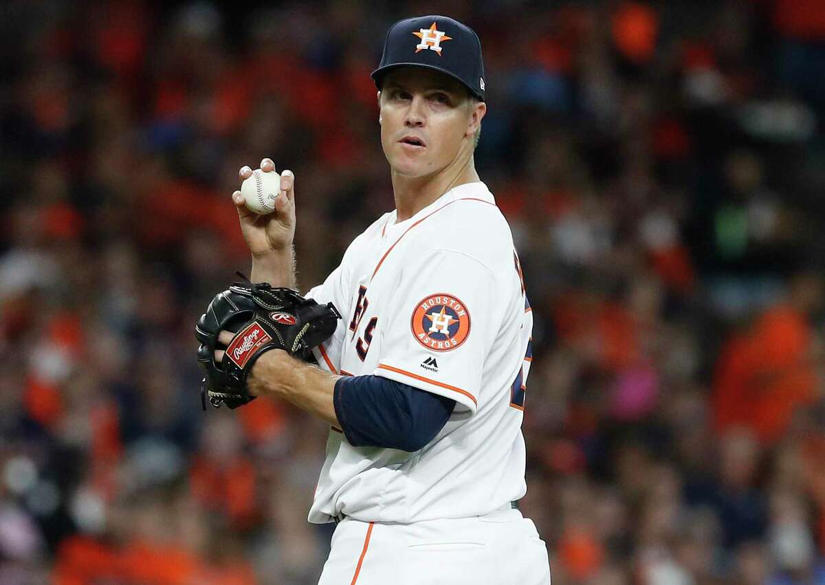 Though the game was tied at 5 when he last left the mound, Zack Greinke got his first win as an Astro thanks to a rally in the bottom of the sixth.