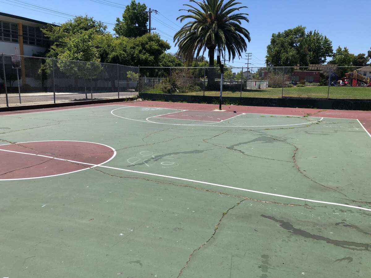 A before shot of the basketball court at Concordia Park in Oakland.