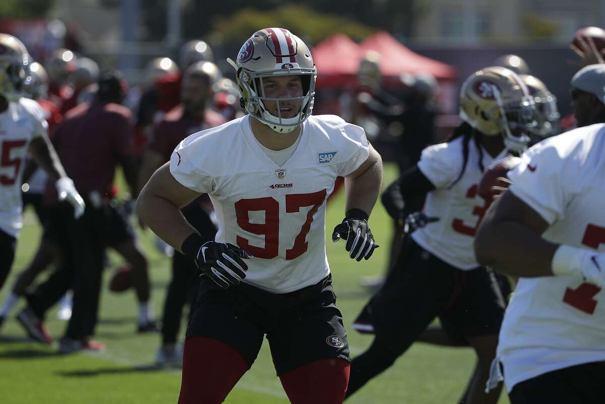 49ers camp: Nick Bosa walks off after sustaining ankle injury – Daily  Democrat