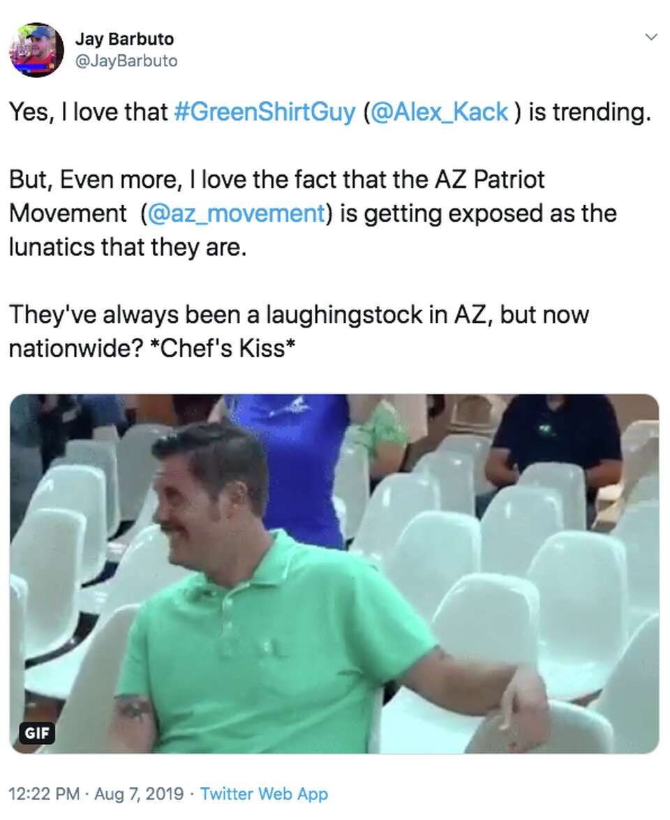 The #greenshirtguy went viral after laughing at anti-immigrant protestors