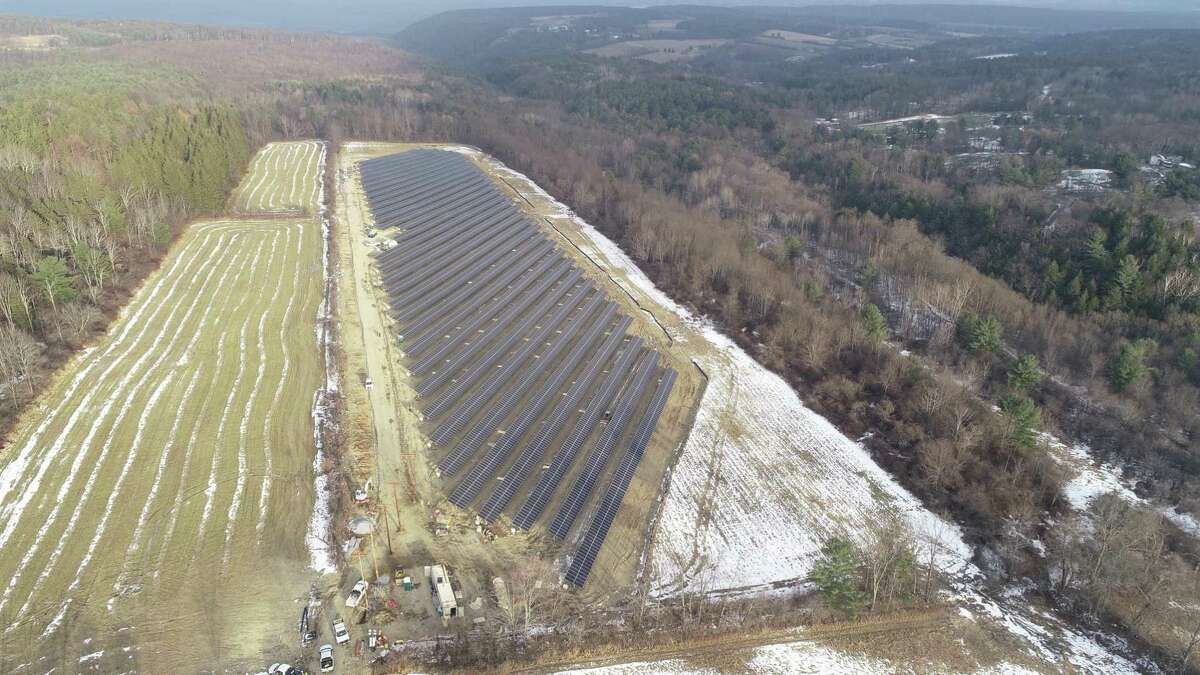 An Arcadia Power shared solar project in Rhode Island. The company operates four community solar projects, with about 3,500 subscriber spots or individual homes that can sign up through Arcadia.