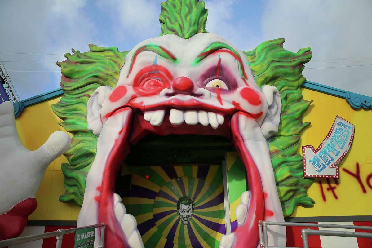 Celebrity Fan Fest teased on social media Tuesday that it will host a "Freaky" four-weekend show at Six Flags Fiesta Texas in October. Pictured is a funhouse that’s part of the pendulum thrill ride at Six Flags Fiesta Texas.