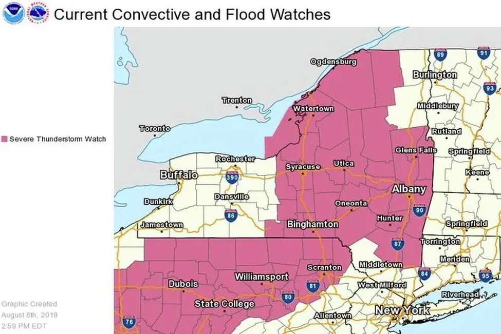 Severe thunderstorm watch through 8 p.m. for Capital Region