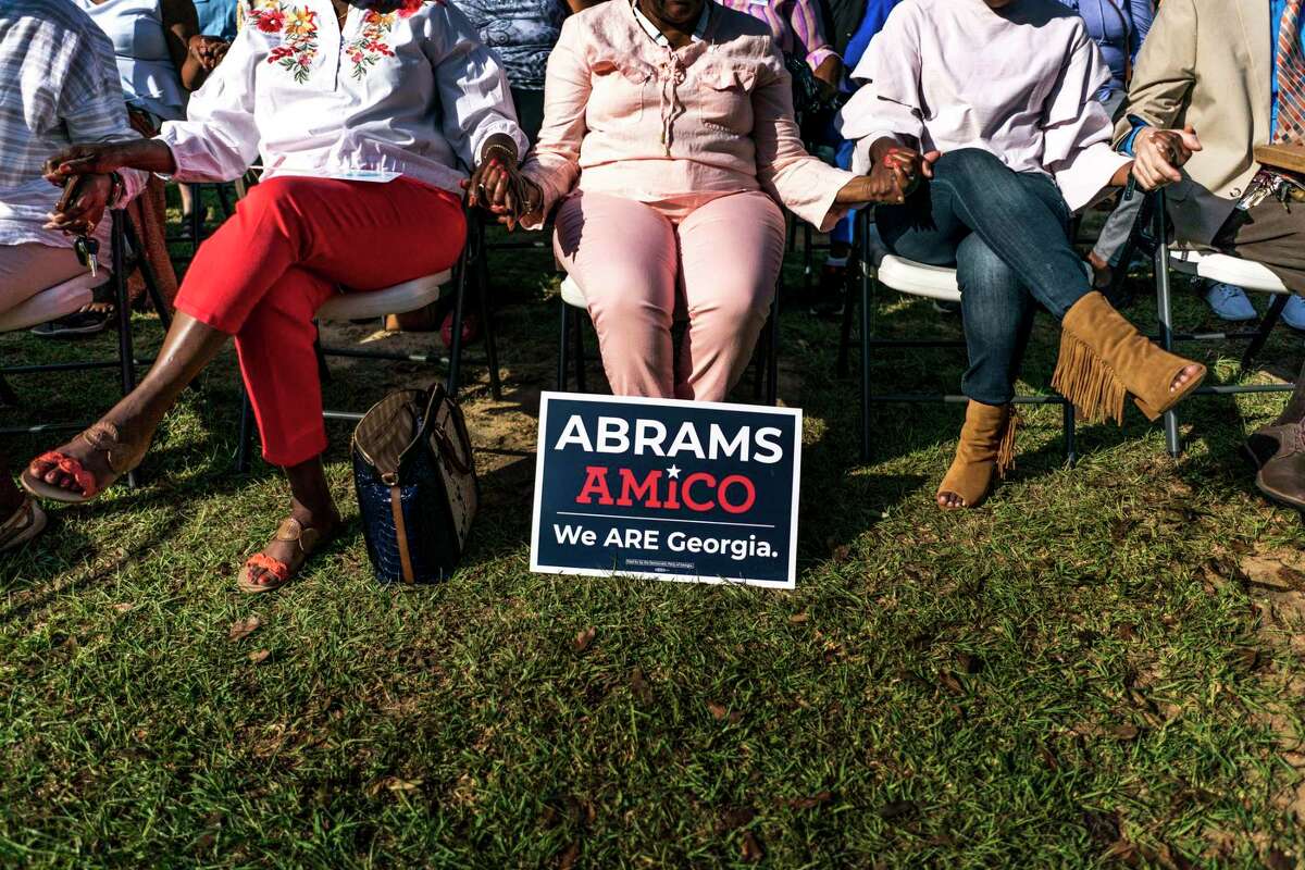 Stacey Abrams begins campaigning across Georgia during her 2018 gubernatorial campaign outside the Ebenezer Missionary Baptist Church in Macon, Ga.