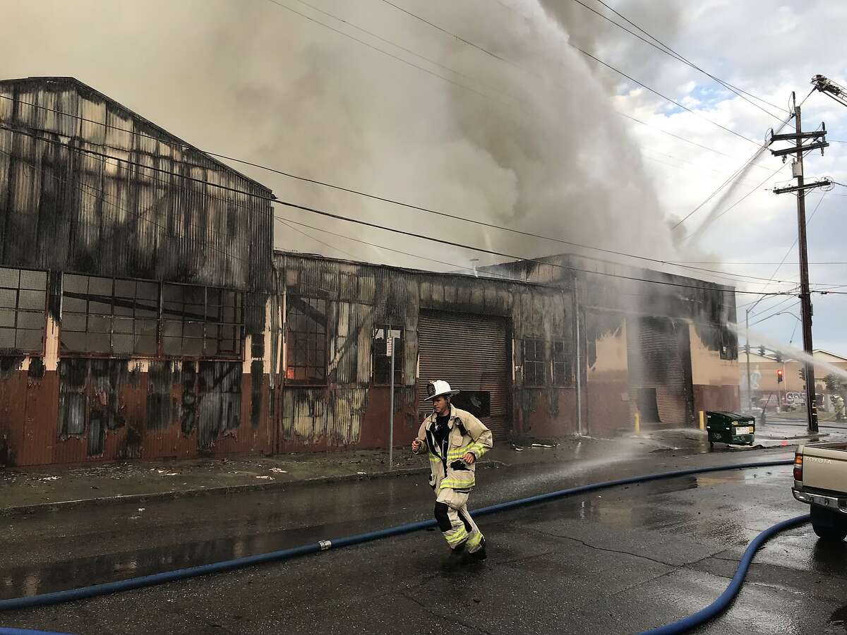 Warehouse fire in Oakland, Calif. on Friday, Aug. 9, 2019.