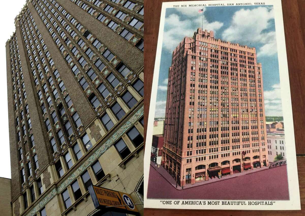 The Nix Hospital building, left, and a postcard of the Nix, believed to have been placed in patient rooms.