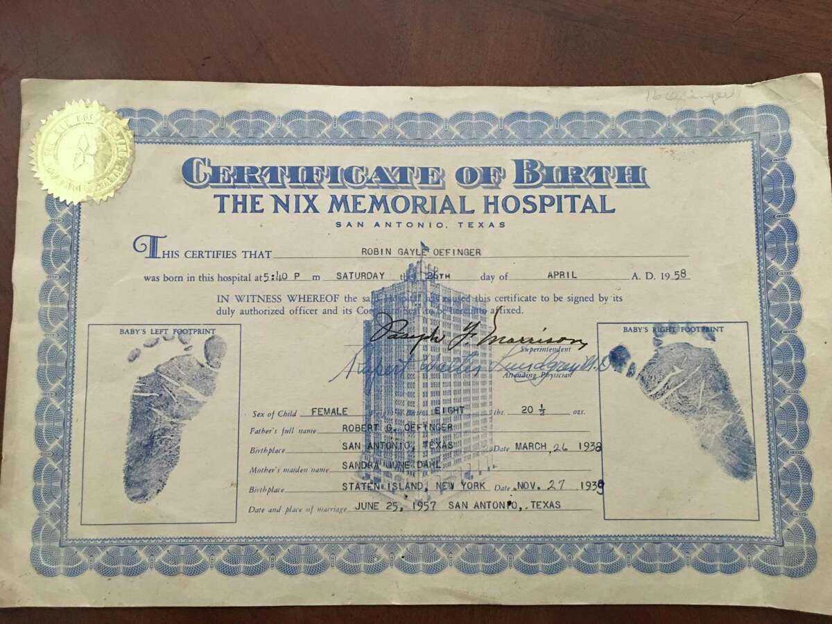 For a while in the 1950s, new parents received a certificate of birth from the “Nix Memorial Hospital,” complete with a gold seal and their baby’s right and left footprints.
