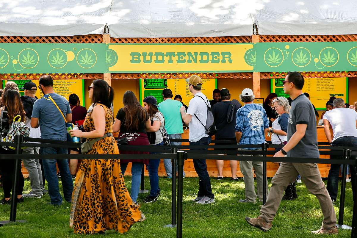 The cannabis booths inside Grass Valley at Outside Lands on Friday, Aug. 9, 2019, in San Francisco, Calif.