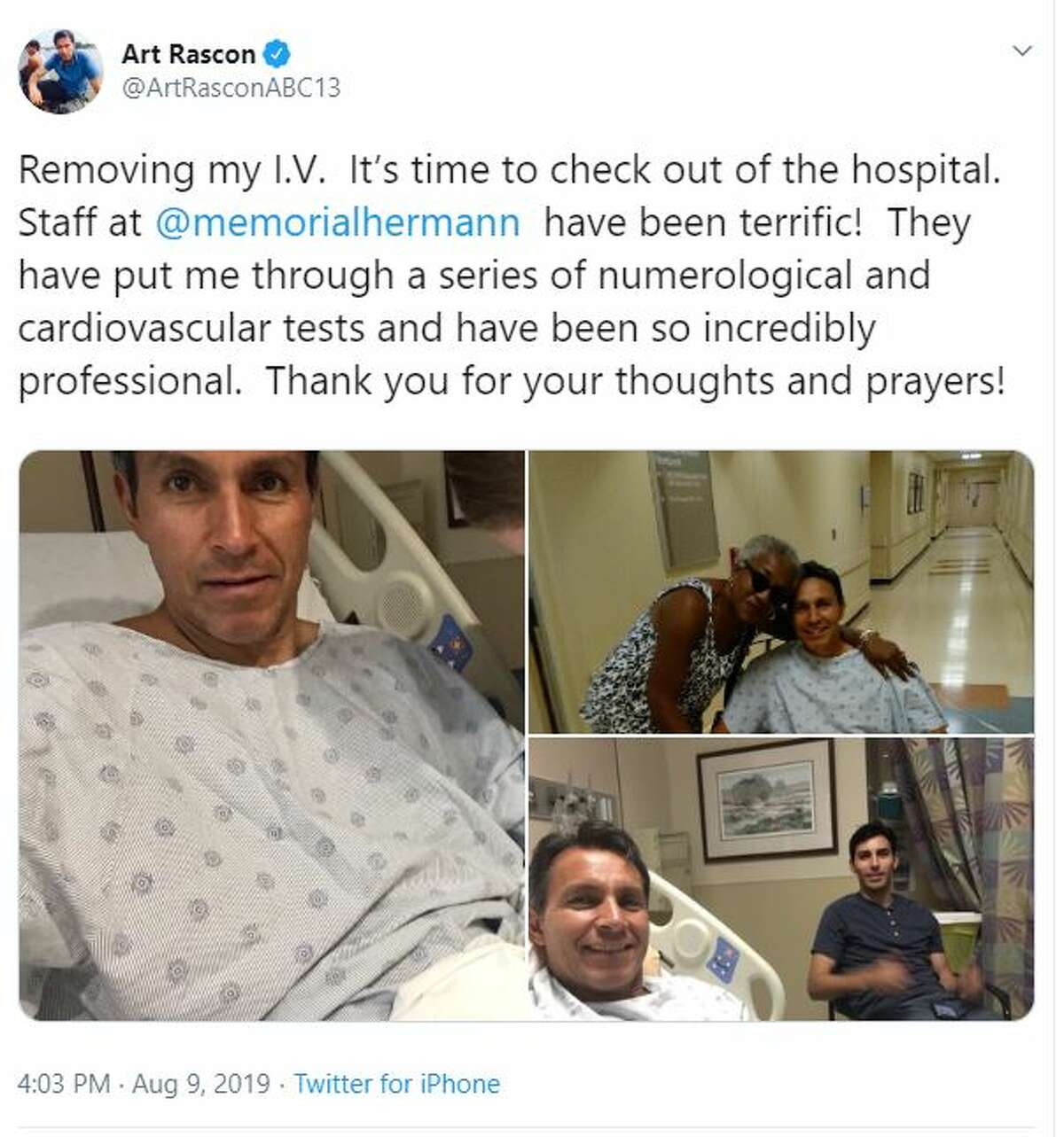 Abc13 Anchor Art Rascon Released From Hospital After Being Treated For Collapse