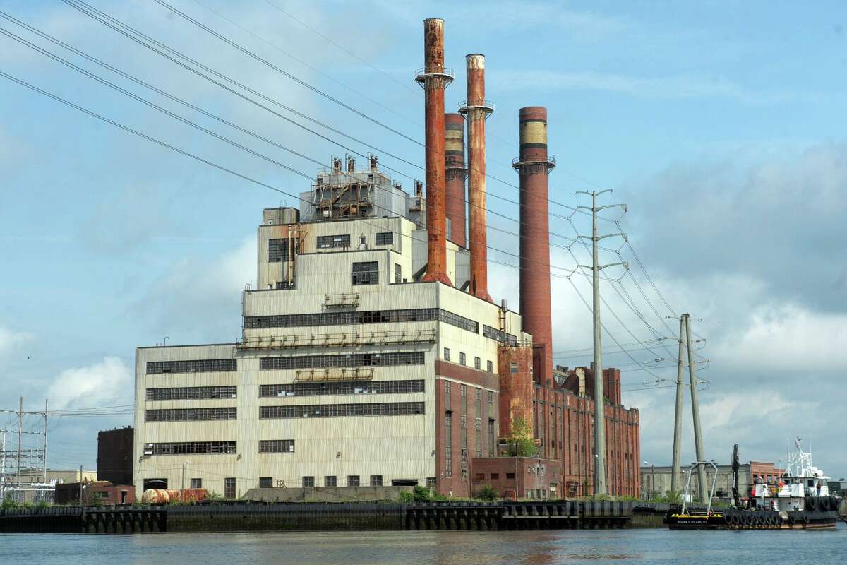 English Station, the abandoned power station, seen from the Mill River in New Haven Aug. 7, 2019.