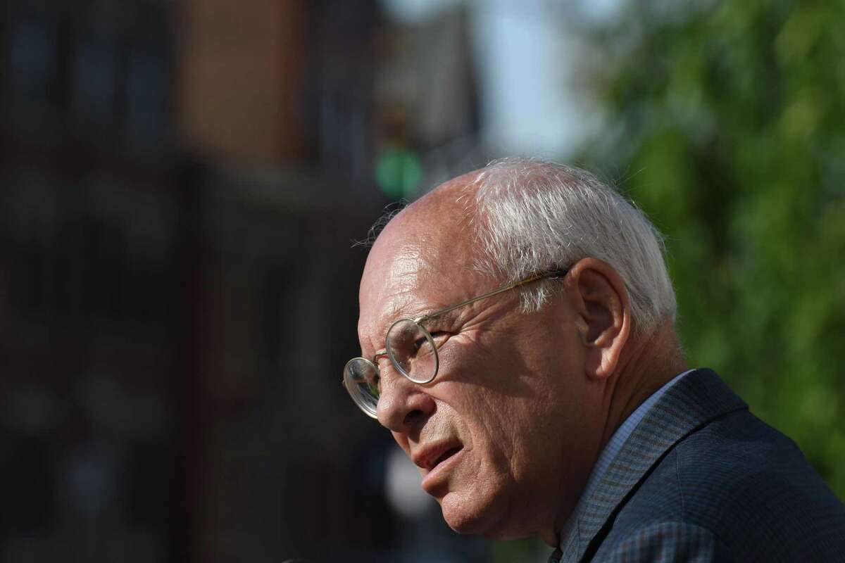 U.S. Rep. Paul Tonko speaks during a vigil held outside Schenectady City Hall to pay tribute to the victims of the mass shootings in El Paso, Texas, and Dayton, Ohio on Friday afternoon, Aug. 9, 2019, in Schenectady, N.Y. (Will Waldron/Times Union)