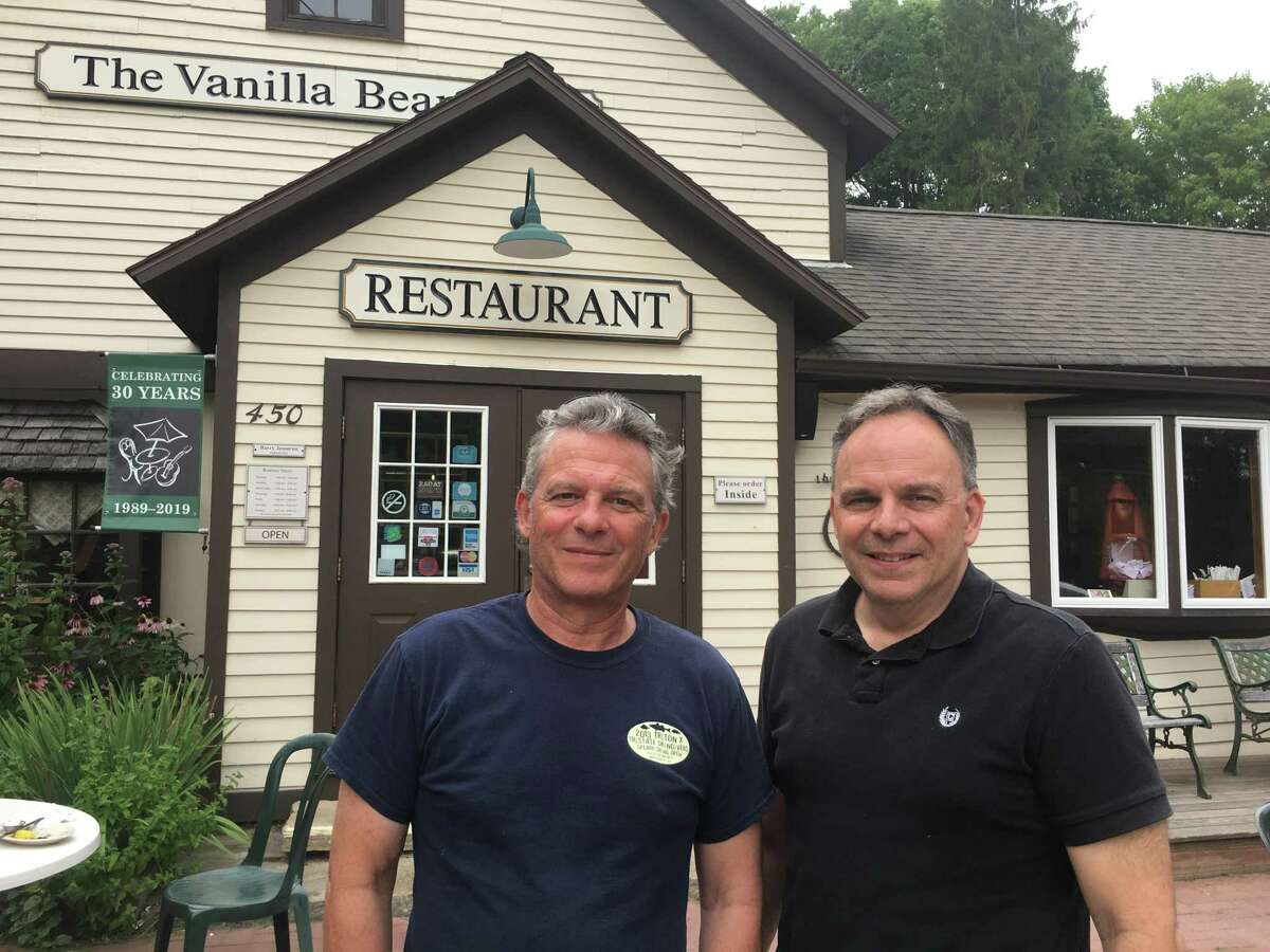 Restaurant owners Brian, left, and Barry Jessurun fear the coronavirus downturn will hit them hard. They own the Vanilla Bean in Pomfret, pictured; Dog Lane Cafe in Storrs; Fenton River Grill in Mansfield; and 85 Main in Putnam.