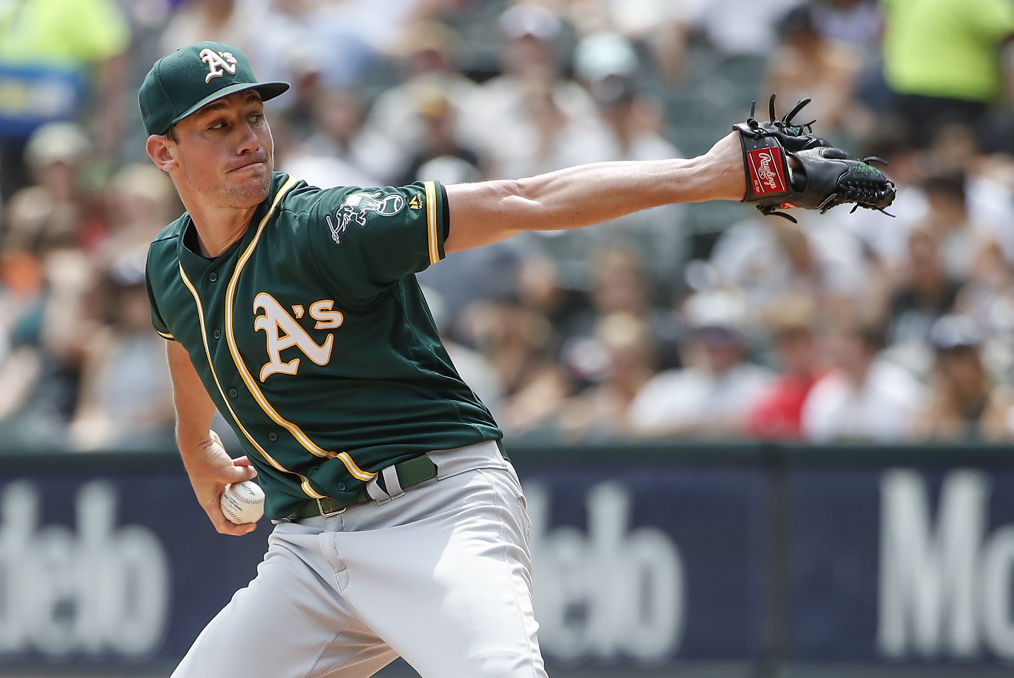 Starting pitcher Chris Bassitt of the Oakland Athletics leave the News  Photo - Getty Images