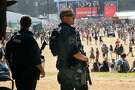 Andy Meehan and B. Dahlberg of SFPD SWAT monitors the crowd in the soccer field at Outside Lands on Sunday, Aug. 11, 2019, in San Francisco, CA.