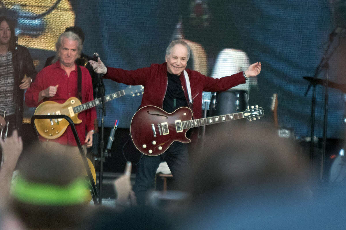 Paul Simon greets his fans during his set at the 2019 Outside Lands in Golden Gate Park in San Francisco, Calif. on August 11, 2019.