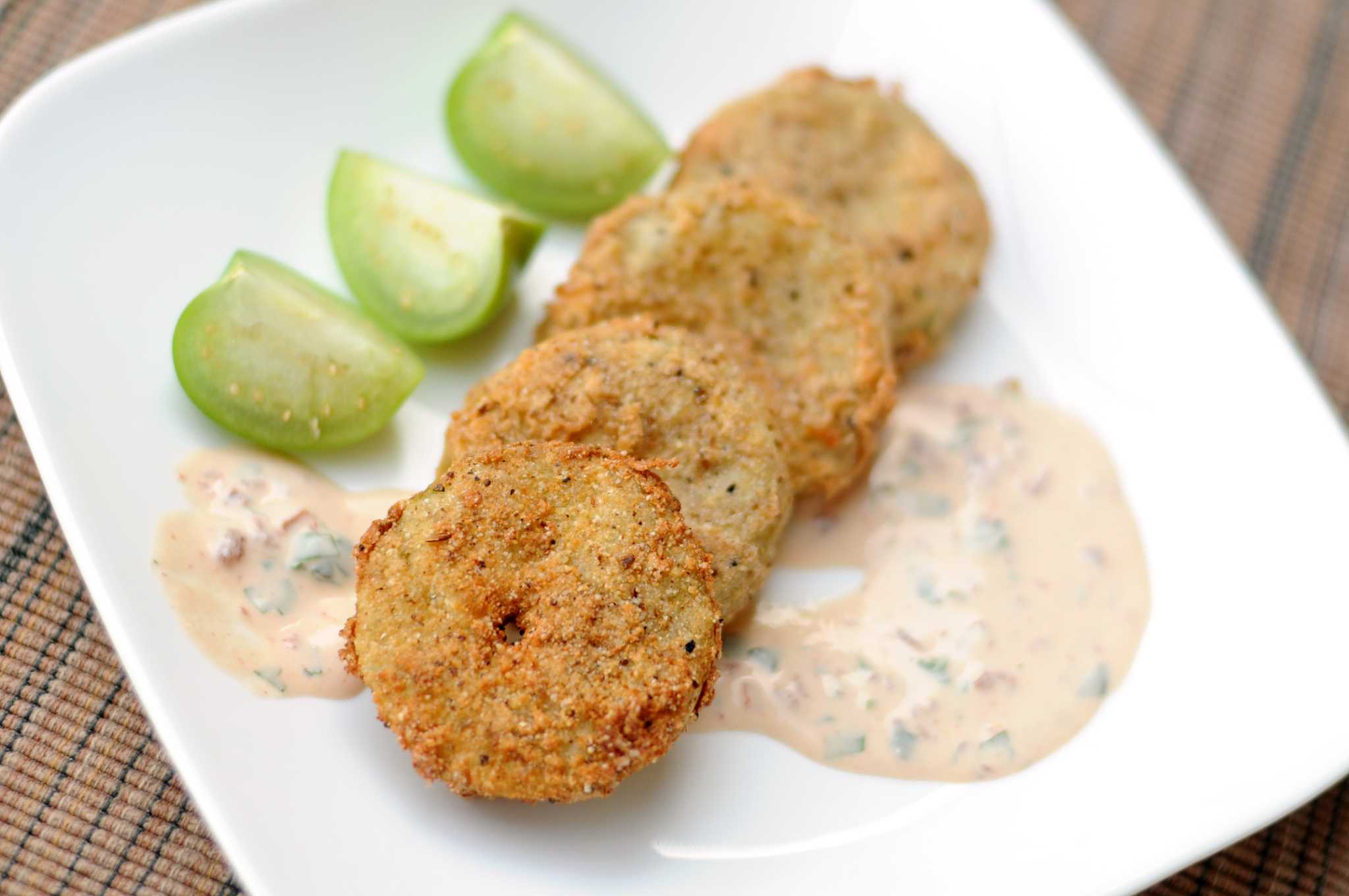 Recipe Fried Green Tomatillos with Chipotle Crema Sauce