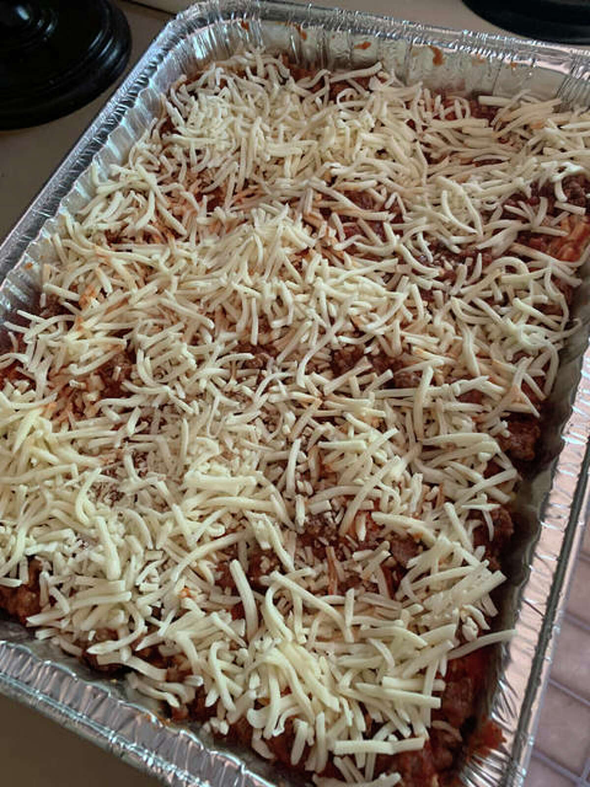 Italian stuffed shells, right before it was popped into the oven.