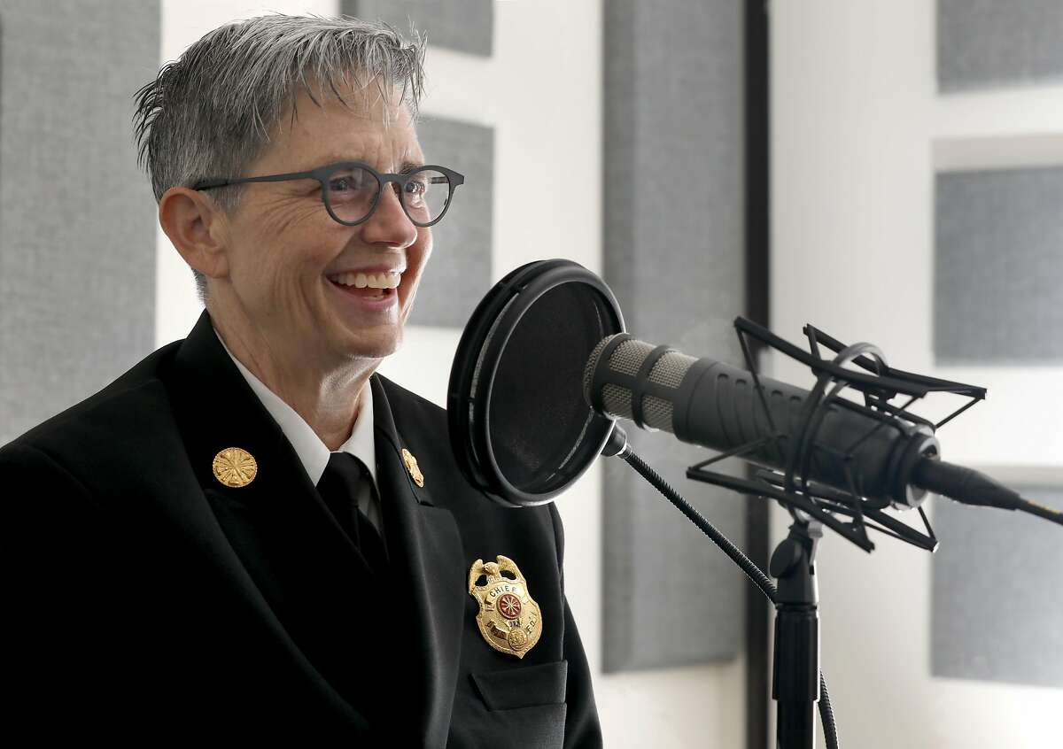 New SF fire chief Jeanine Nicholson talks while doing a new episode of SF City Insider podcast on Tuesday, Aug. 6, 2019 in San Francisco, Calif.