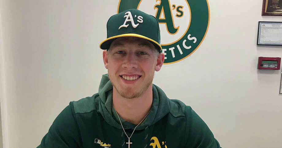 Nathan Patterson signed with the A's after reaching the mid-90s in a speed-pitch challenge. Photo: Photo: Nathan Patterson / Courtesy Of The A's