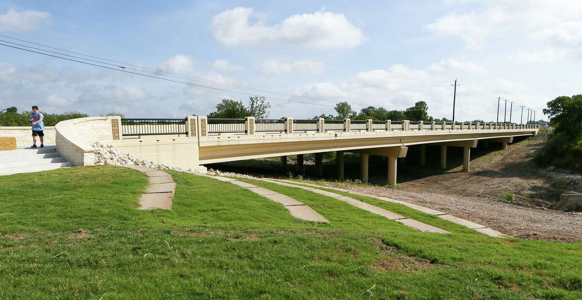 The new bridge over Cibolo Creek during a ribbon cutting ceremony held by the City of Selma to celebrate the completion of the reconstruction of Lookout Road at its intersection with Evans Road on Friday. The $9 million project, which included the bridge and drainage improvements, was approved by Selma voters in 2014.