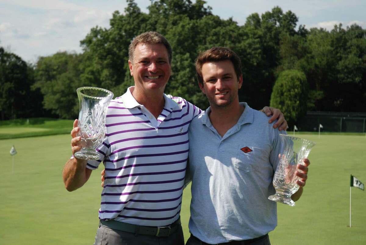 Brian (left) and Ben Jessen won the 83rd annual CSGA Father & Son Championship on Monday at Rolling Hills Country Club in Wilton.