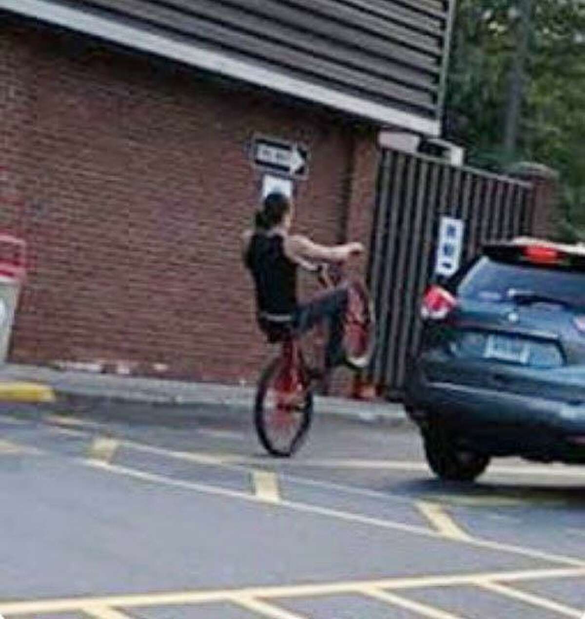 Milford police are trying to identify this bike rider, who allegedly was riding recklessly on Bridgeport Avenue last week and nearly caused car accidents.