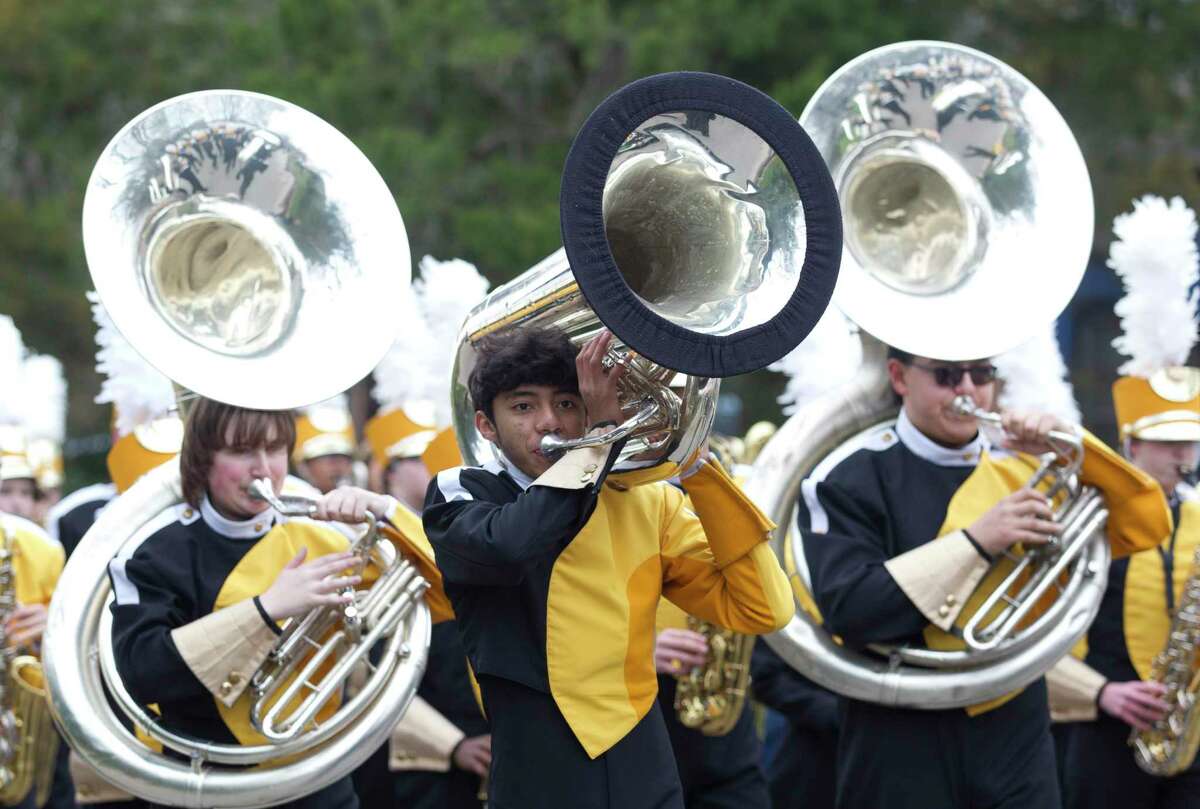 Members of the Conroe Tiger Band perform during the annual J-Mac Black History Parade, Saturday, Feb. 9, 2019, in Conroe. The Conroe High School Tiger Band, made up of 370 high school students, has been selected to play the national anthem before the Houston Texans game this Saturday at NRG Stadium.