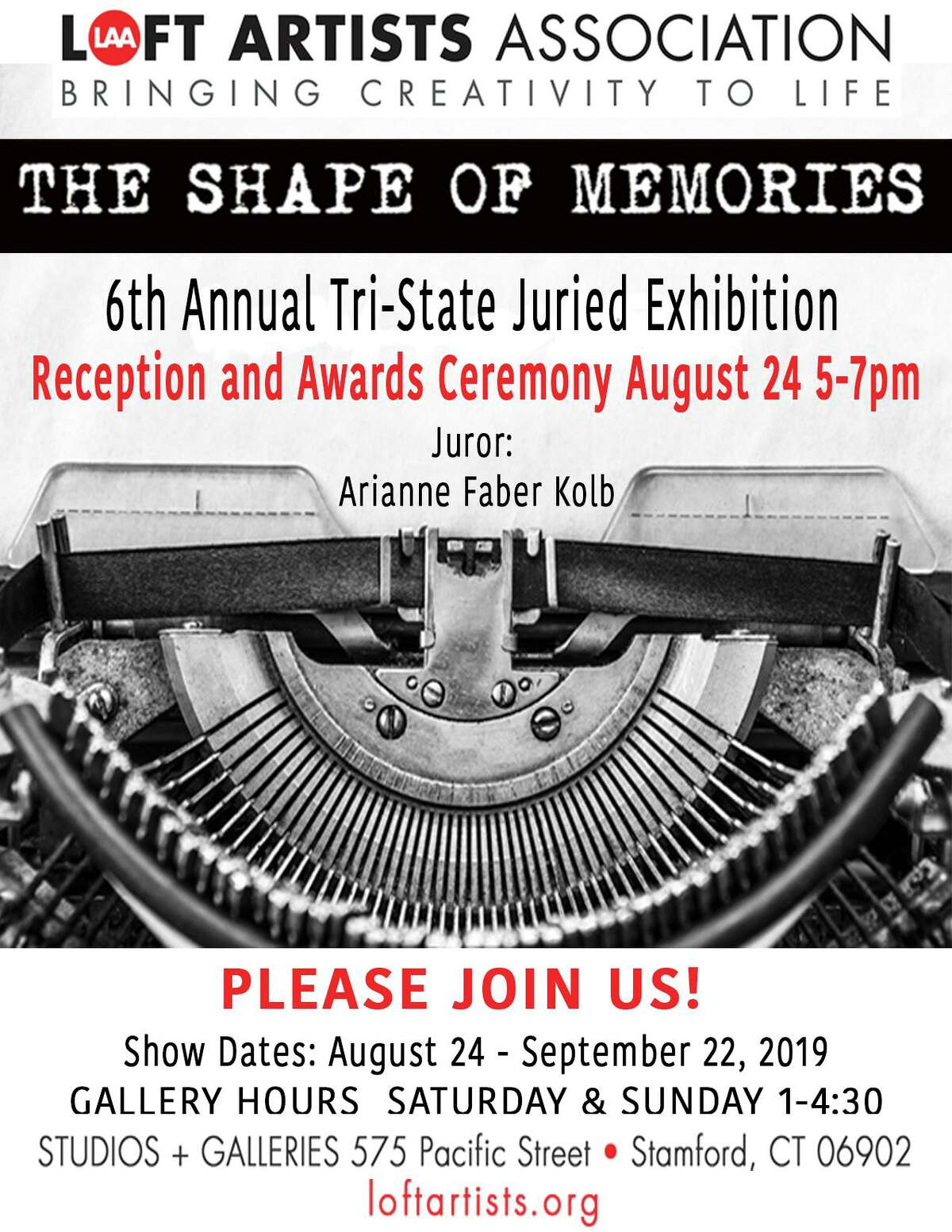 Stamford’s Loft Artists Association’s sixth annual Tri-state juried exhibition, “The Shape of Memories,” is running Aug. 24-Sept. 22.